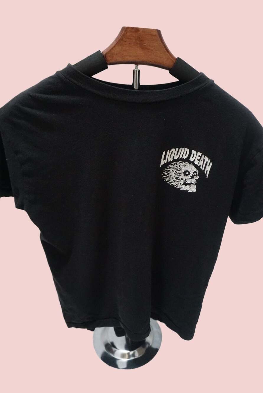 Boys Size M Liquid Death Mountain Water Graphic T-Shirt